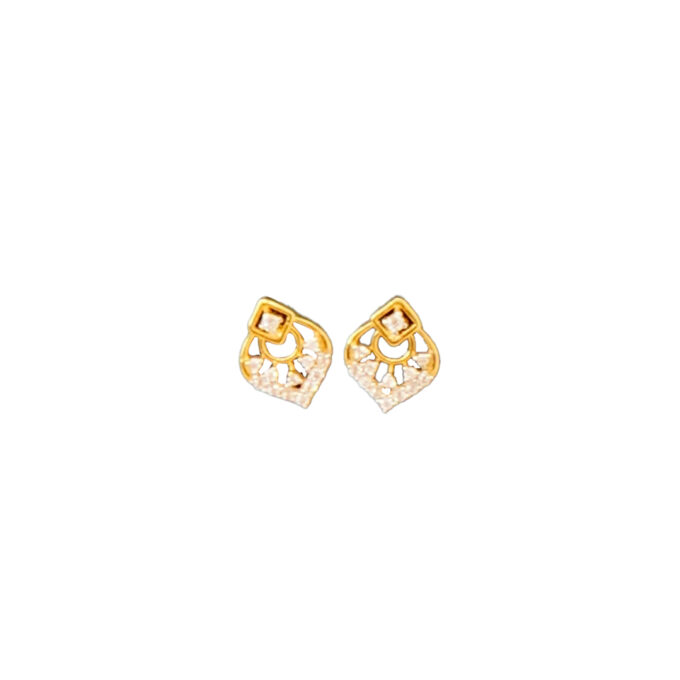 Gold Studs with White Stone