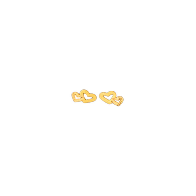 Gold Double Heart Studs
