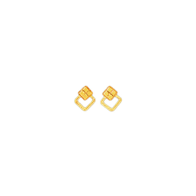 Gold Earrings Cuboid Shape