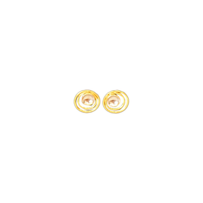 Gold Earrings Double Circle With Stone