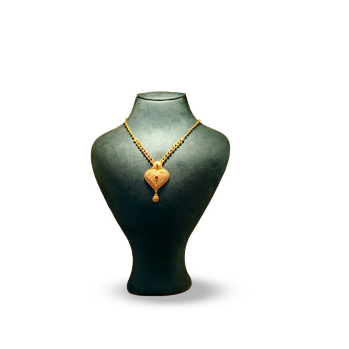 Bengali Necklace With Love Shape Locket and Red Stone